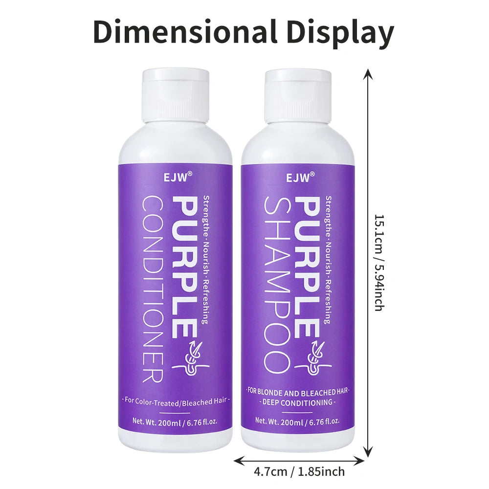 Purple Shampoo and Conditioner Set for Blonde, Gray - Color Treated Hair - Infused with Cocos Nucifera Oil for Curly and Damaged